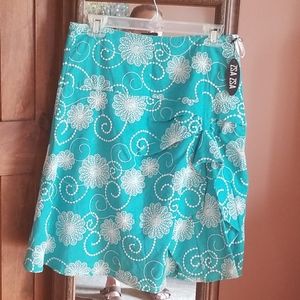NWT Summery Floral Skirt, Blue/White